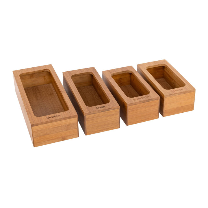 Seville Classics Bamboo Food Storage Bag Holder (Set of 4) (open box)