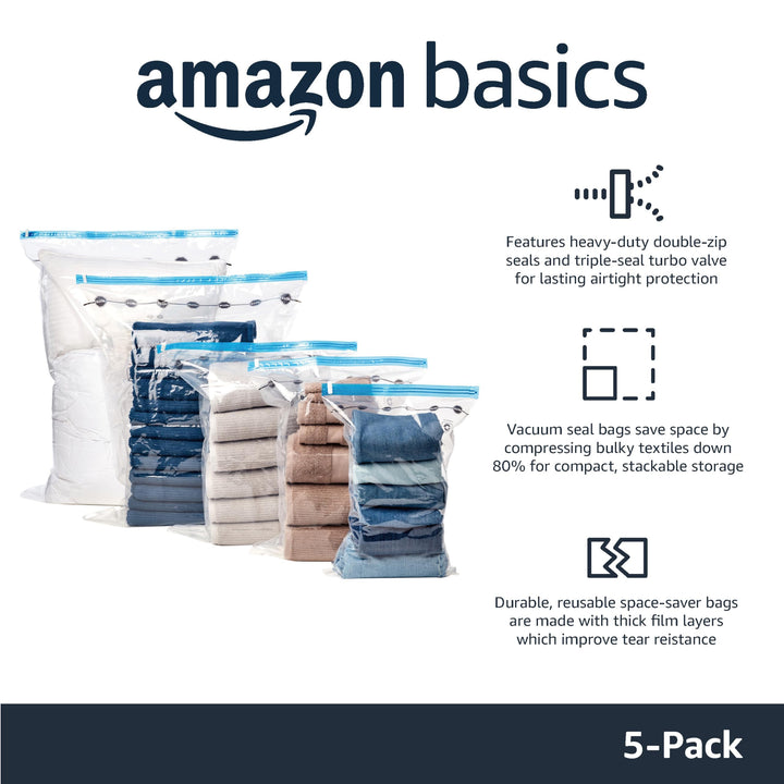 Lot # 1361 Amazon Basics 5-Pk Medium Vacuum Bags $10