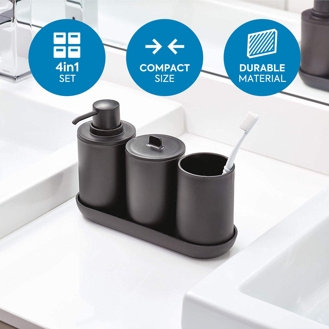 Lot # 1202 InterDesign 4pc Bath Set Matte Black $12.00