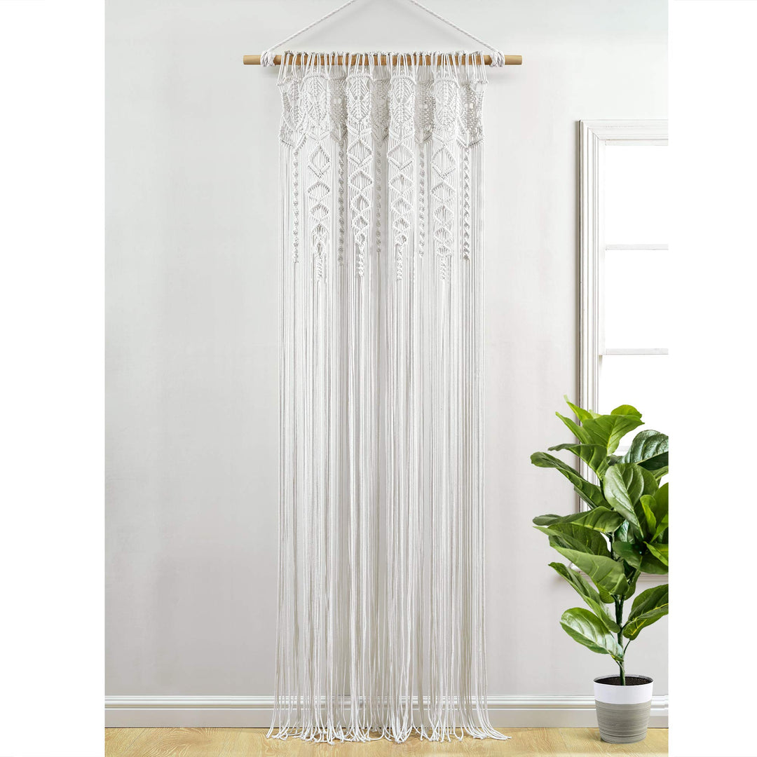 Lot # 1359 Lush Decor Boho Macrame Curtain 40x84 White $27.00