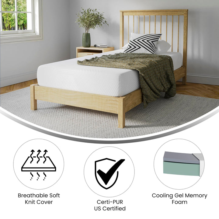 Lot # 1589 Flash Furniture Jasmine 8 Inch Green Tea Memory Foam Mattress - Charcoal Infused - Supportive Pressure Relief - CertiPUR-US Certified Foam - Twin Mattress in a Box, White