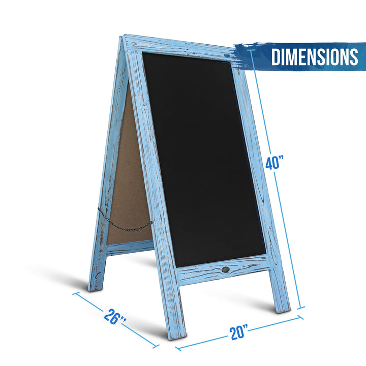 Lot # 1575 HBCY Creations A Frame Chalkboard 40x20 Solid Wood A-Frame Sign Robin Blue Double-Sided Magnetic Board, Chalkboard Menu Board, for Restaurants, Cafés, Weddings - Heavy Duty Hinges