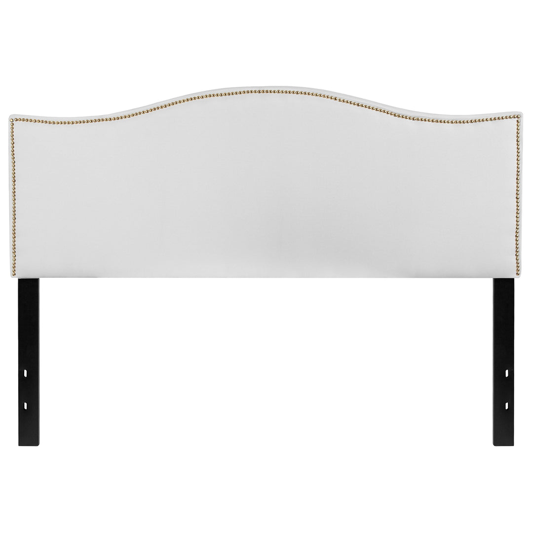 Lot # 1559 Flash Furniture Lexington Upholstered Queen Size Headboard with Accent Nail Trim in White Fabric