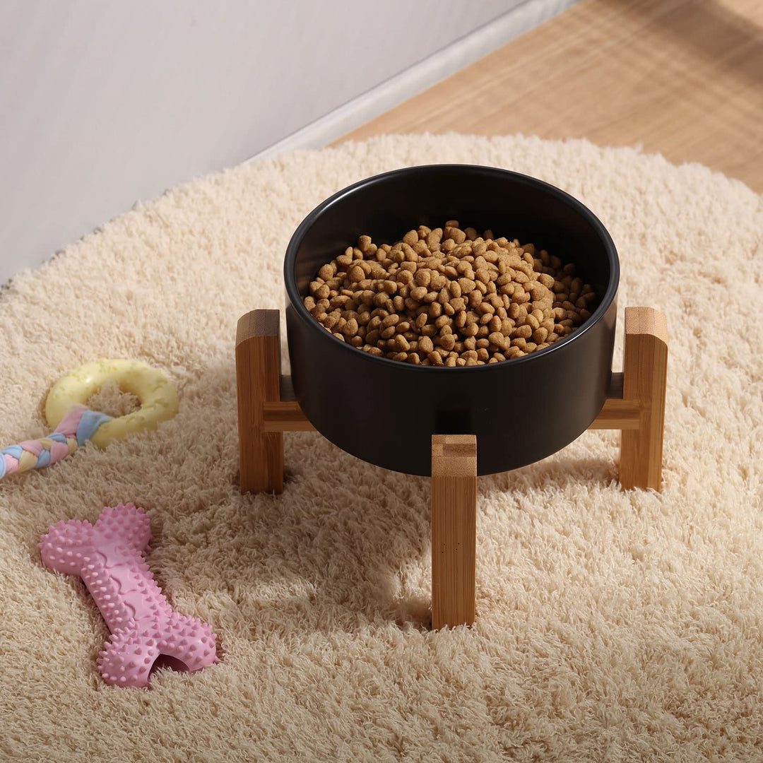 Lot # 1382 Petygooing 28 OZ Black Elevated/Raised Ceramic Dog Bowl for Small and Medium Breeds, Dog Food Water Dish with Stand,Pet Feeding Bowl with Anti Slip Rubber for Cats Small and Medium Dogs (3.6 Cups)