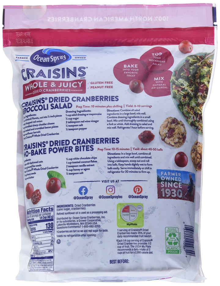 Lot # 1140 Ocean Spray Dried Cranberries 64 Oz 36-PK $26.89