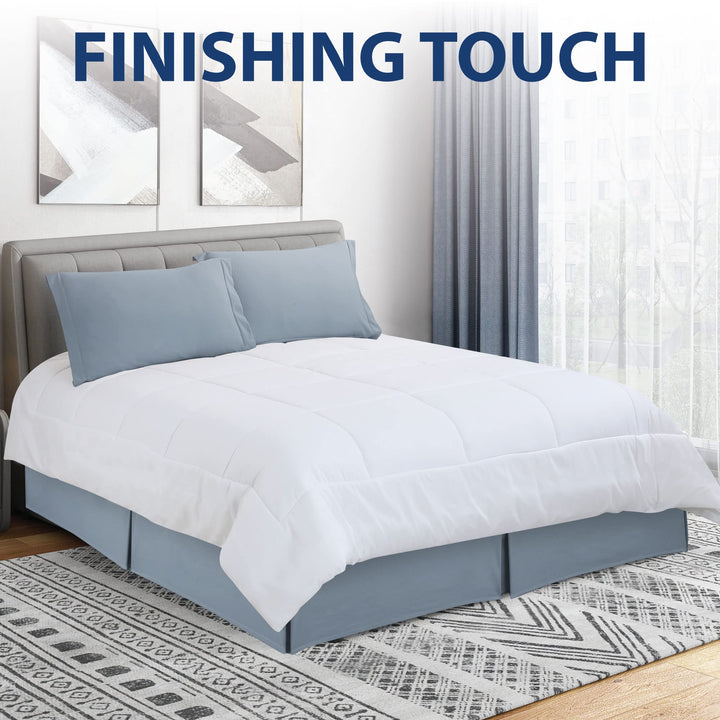 Lot # 937 Cathay Home Microfiber Bed Skirt Queen Blue Fog $17.00