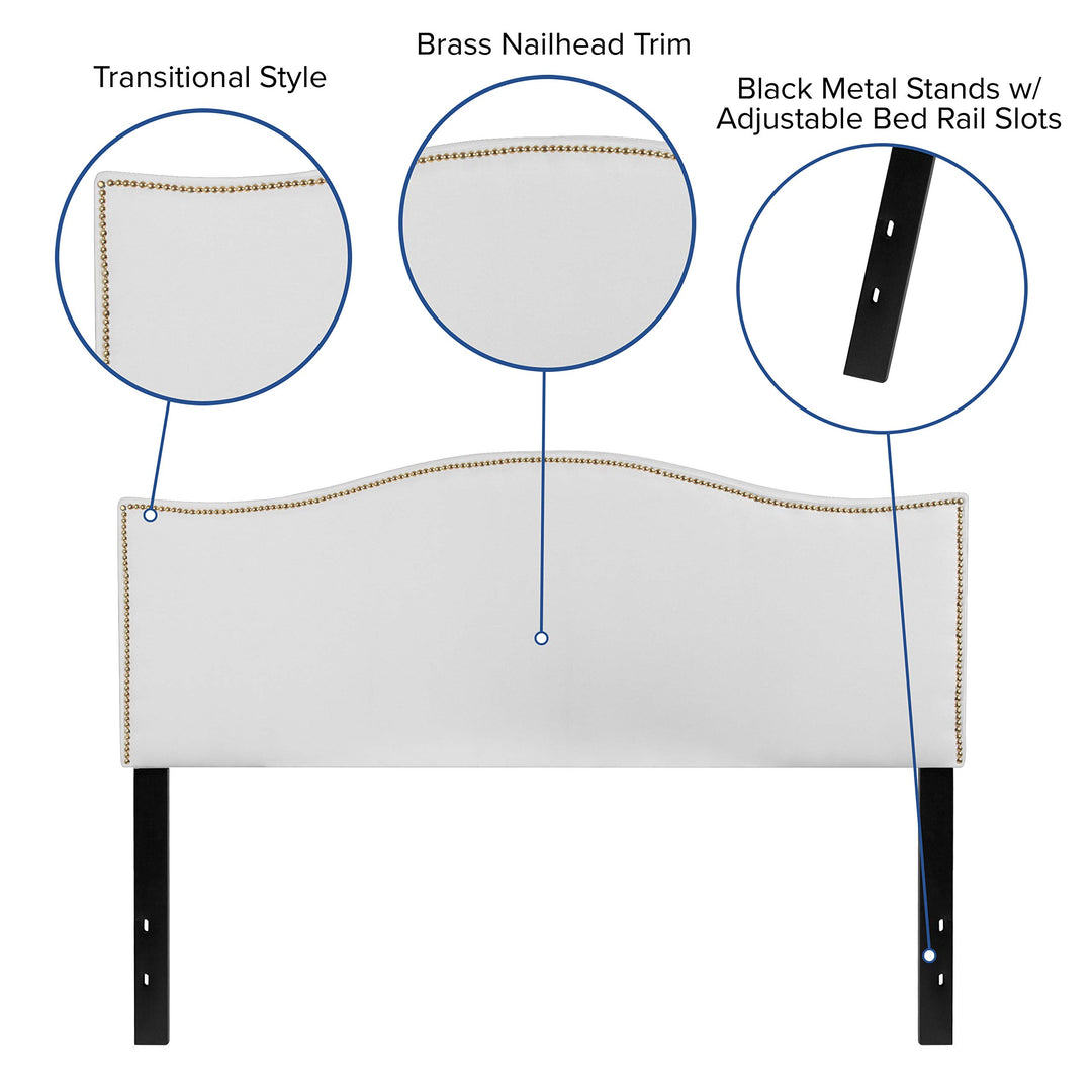 Lot # 1559 Flash Furniture Lexington Upholstered Queen Size Headboard with Accent Nail Trim in White Fabric
