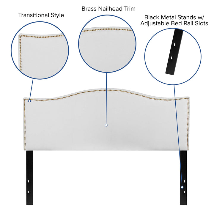 Lot # 1559 Flash Furniture Lexington Upholstered Queen Size Headboard with Accent Nail Trim in White Fabric
