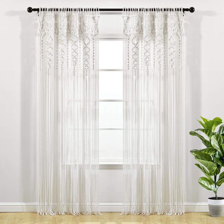 Lot # 1359 Lush Decor Boho Macrame Curtain 40x84 White $27.00