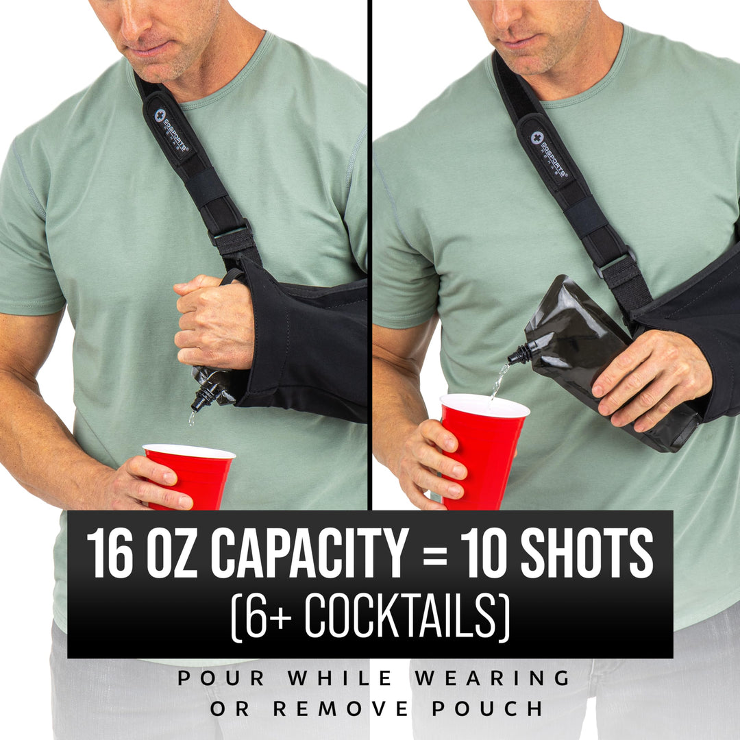 Lot # 945 GoPong 16oz Black Arm Sling Flask $19.00