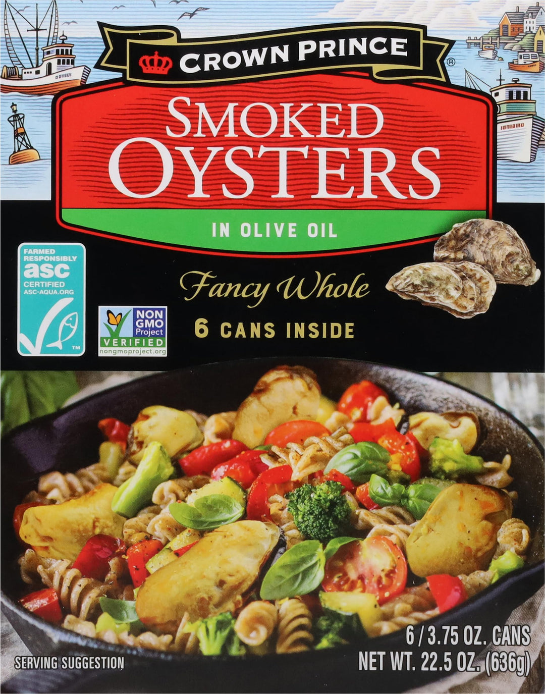 Lot # 1099 Crown Prince Smoked Oysters 6-pk $23.99