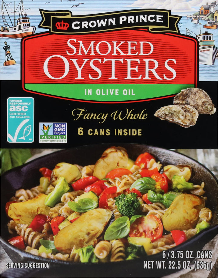Lot # 1099 Crown Prince Smoked Oysters 6-pk $23.99