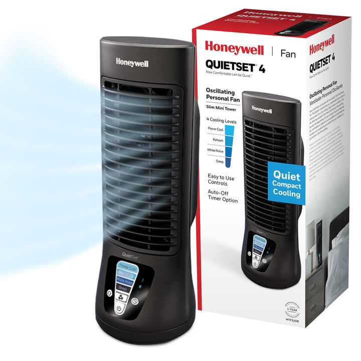 Lot # 1169 Honeywell HTF210B QuietSet Personal Table Fan, Black â€“ Oscillating Personal Fan with Quiet Operation and 4 Levels of Power and Sound