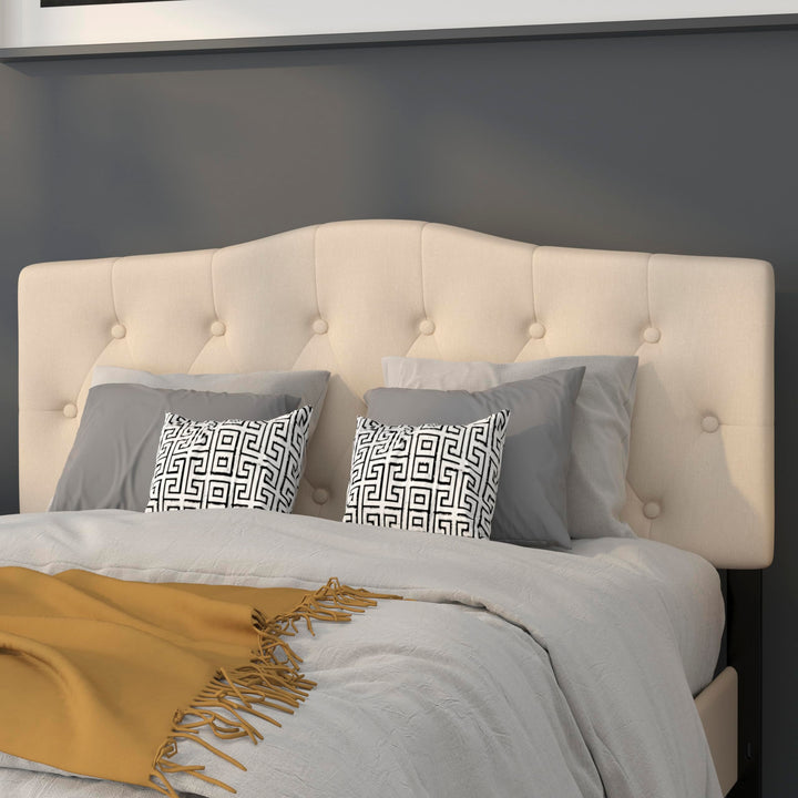 Lot # 1520 Flash Furniture Cambridge Button Tufted and Diamond Stitched Upholstered Full Size Headboard in Beige Fabric