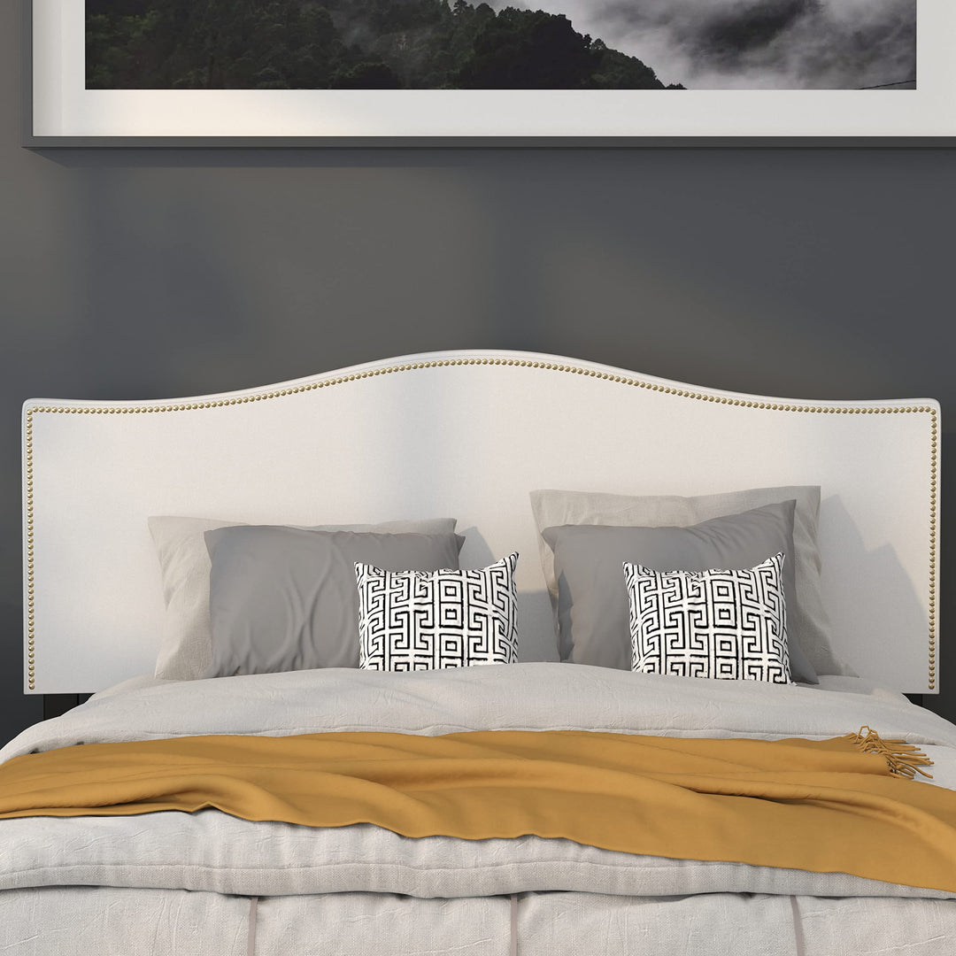Lot # 1559 Flash Furniture Lexington Upholstered Queen Size Headboard with Accent Nail Trim in White Fabric