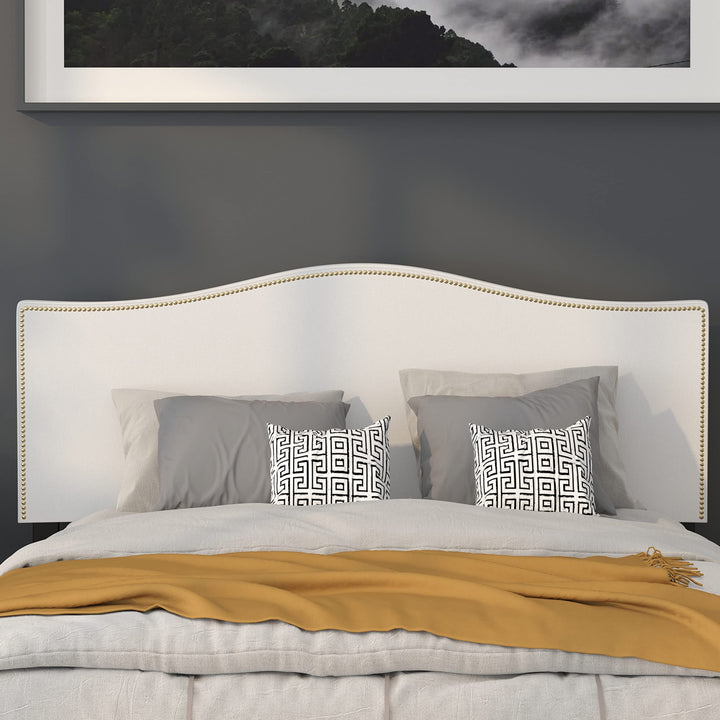 Lot # 1559 Flash Furniture Lexington Upholstered Queen Size Headboard with Accent Nail Trim in White Fabric