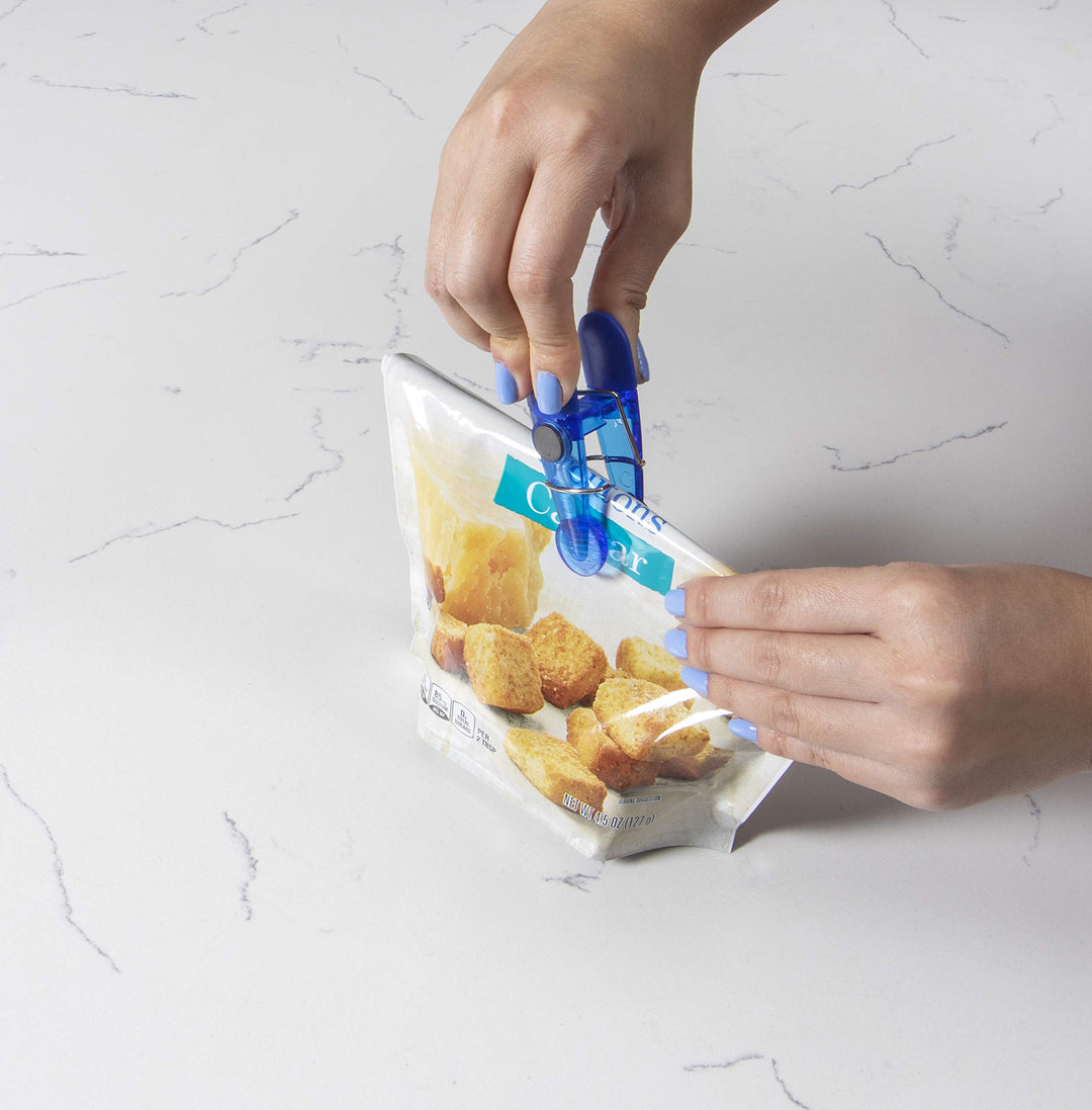 Lot # 1237 Simply Served Seal N Snack Magnetic Chip Clips, Multi-Purpose Bag Grips for Kitchen Storage, Keep Pantry Foods Fresh, Assorted Neutral Colors, 16 Count
