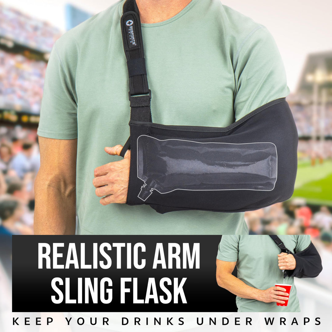 Lot # 945 GoPong 16oz Black Arm Sling Flask $19.00