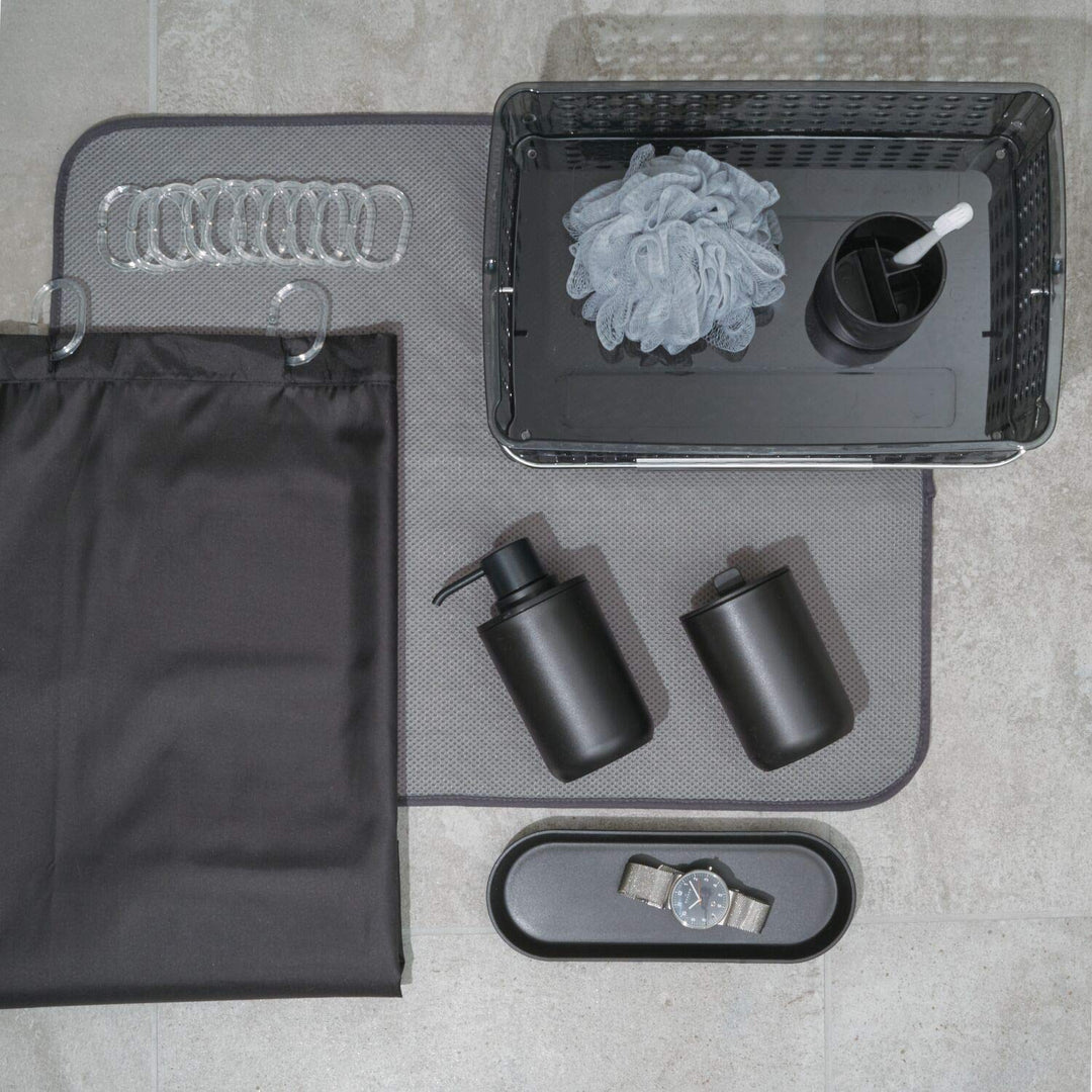 Lot # 1202 InterDesign 4pc Bath Set Matte Black $12.00