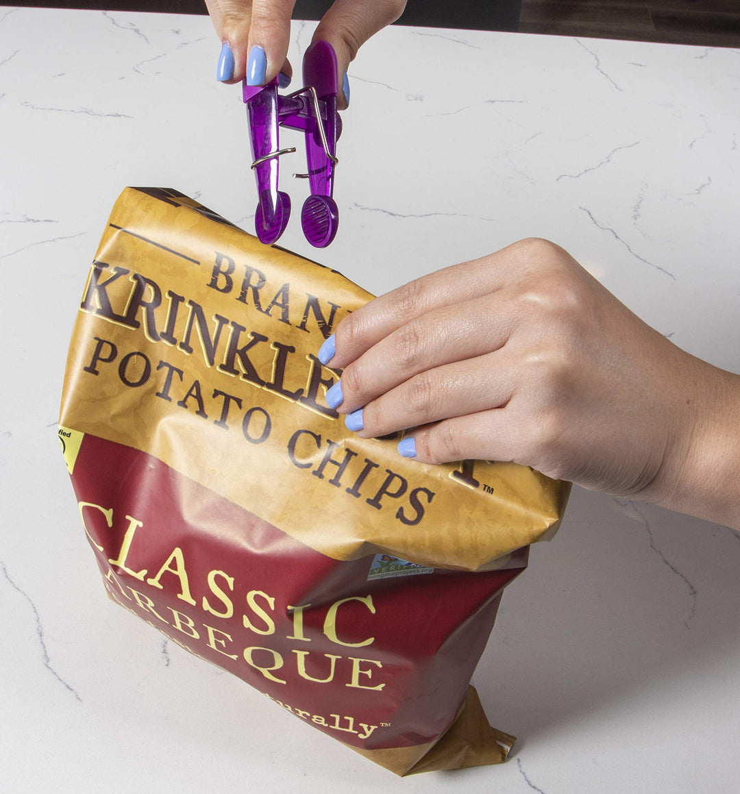 Lot # 1237 Simply Served Seal N Snack Magnetic Chip Clips, Multi-Purpose Bag Grips for Kitchen Storage, Keep Pantry Foods Fresh, Assorted Neutral Colors, 16 Count