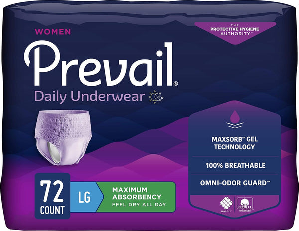 Prevail Proven | Large Pull-Up | Women's Incontinence Protective Underwear | Maximum Absorbency | 72 Count