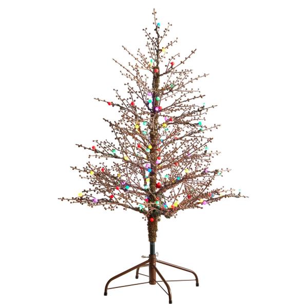 Lot # 1573 Nearly Natural 4ft. Frosted Berry Twig Artificial Christmas Tree with 100 Multicolored Gum Ball LED Lights and 240 Bendable Branches