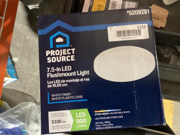 Lot # 1132 Project Source White LED Flush Mount Light