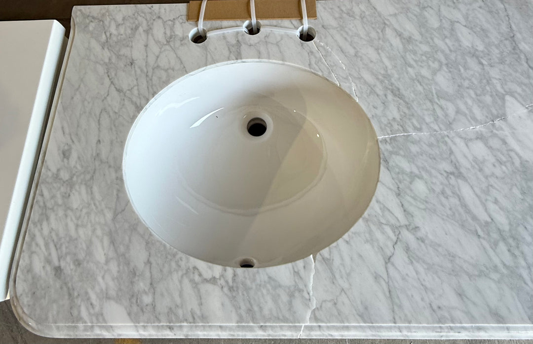 allen + roth Wrightsville 48-in Muse Gray Undermount Single Sink Bathroom Vanity with Natural Carrara Natural Marble Top (Damaged)