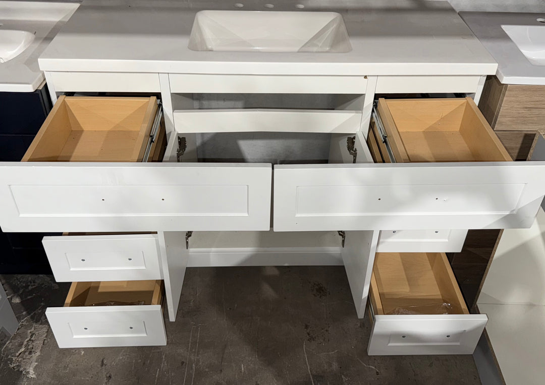 Style Selections Cauley 48-in True White Single Sink Bathroom Vanity with White Cultured Marble Top (damaged)