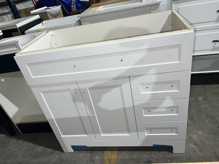 Style Selections Cauley 36-in True White Single sink Bathroom Vanity (Open Box) (NO TOP)