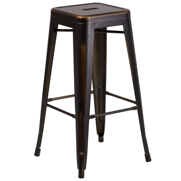 Lot # 2015 Flash Furniture Kai Commercial Grade 30" High Backless Distressed Copper Metal Indoor-Outdoor Barstool