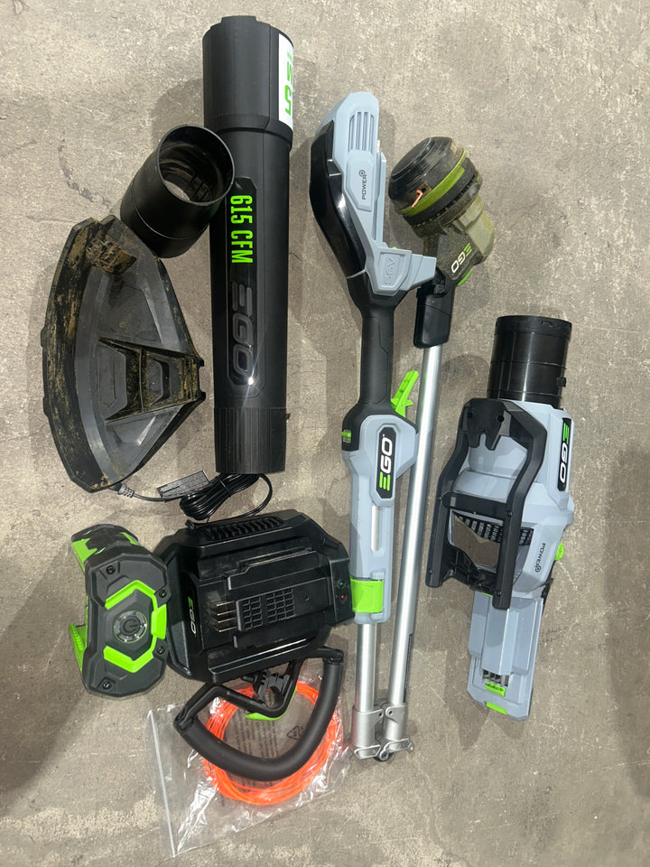 Kit combinado de recortadora de hilo y soplador de hojas inalámbrico EGO POWER+ de 56 voltios y 2,5 Ah (usado)