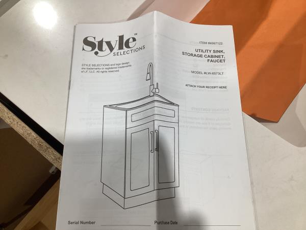 Lot # 2133 Style Selections White Sink Bathroom Vanity $399