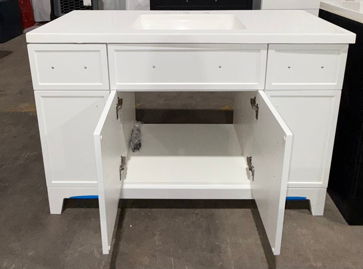 Style Selections Potter 48-in True White Single Sink Bathroom Vanity with White Cultured Marble Top (Open Box)