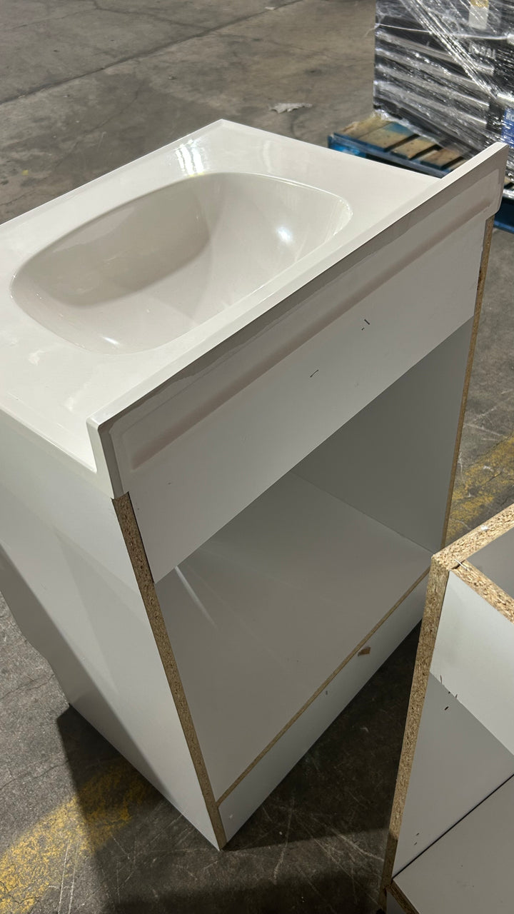 Project Source Dover 24-in True White Single Sink Bathroom Vanity with White Cultured Marble Top (open box)