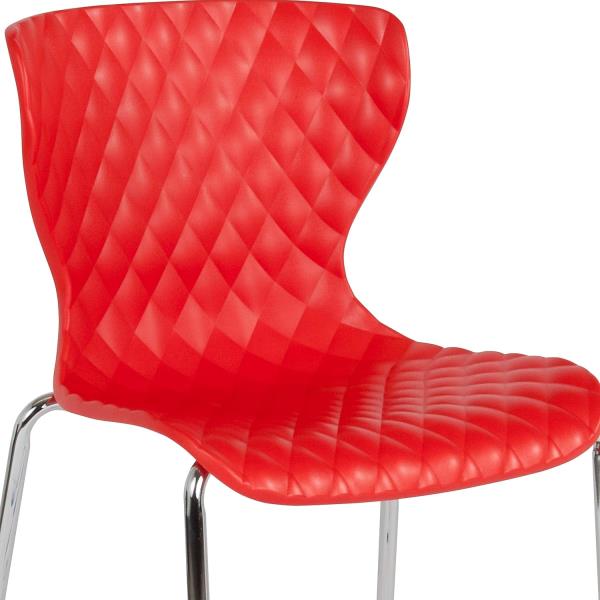 Lot # 2098 Flash Furniture Lowell Contemporary Design Red Plastic Stack Chair