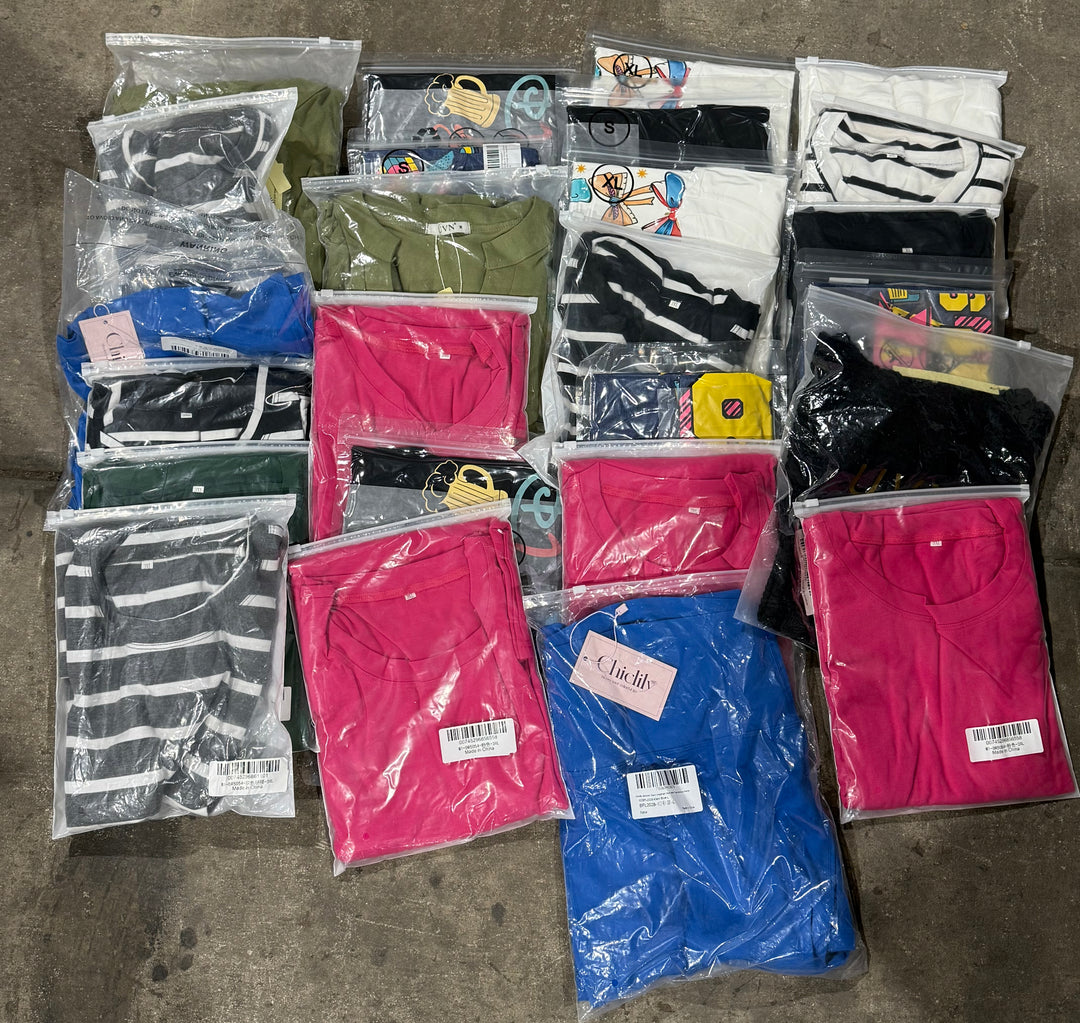 25 Pc Wholesale Reseller Mystery Box Womens Clothing Lot Tops Shirts S-3XL
