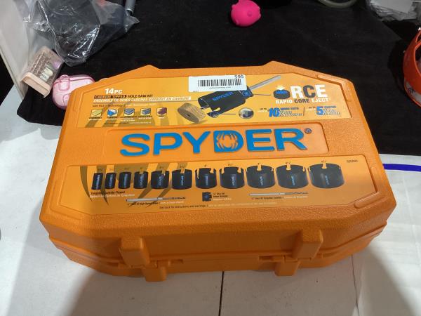 Lot # 595 Spyder 14PC Carbide Tipped Hole Saw Kit $124