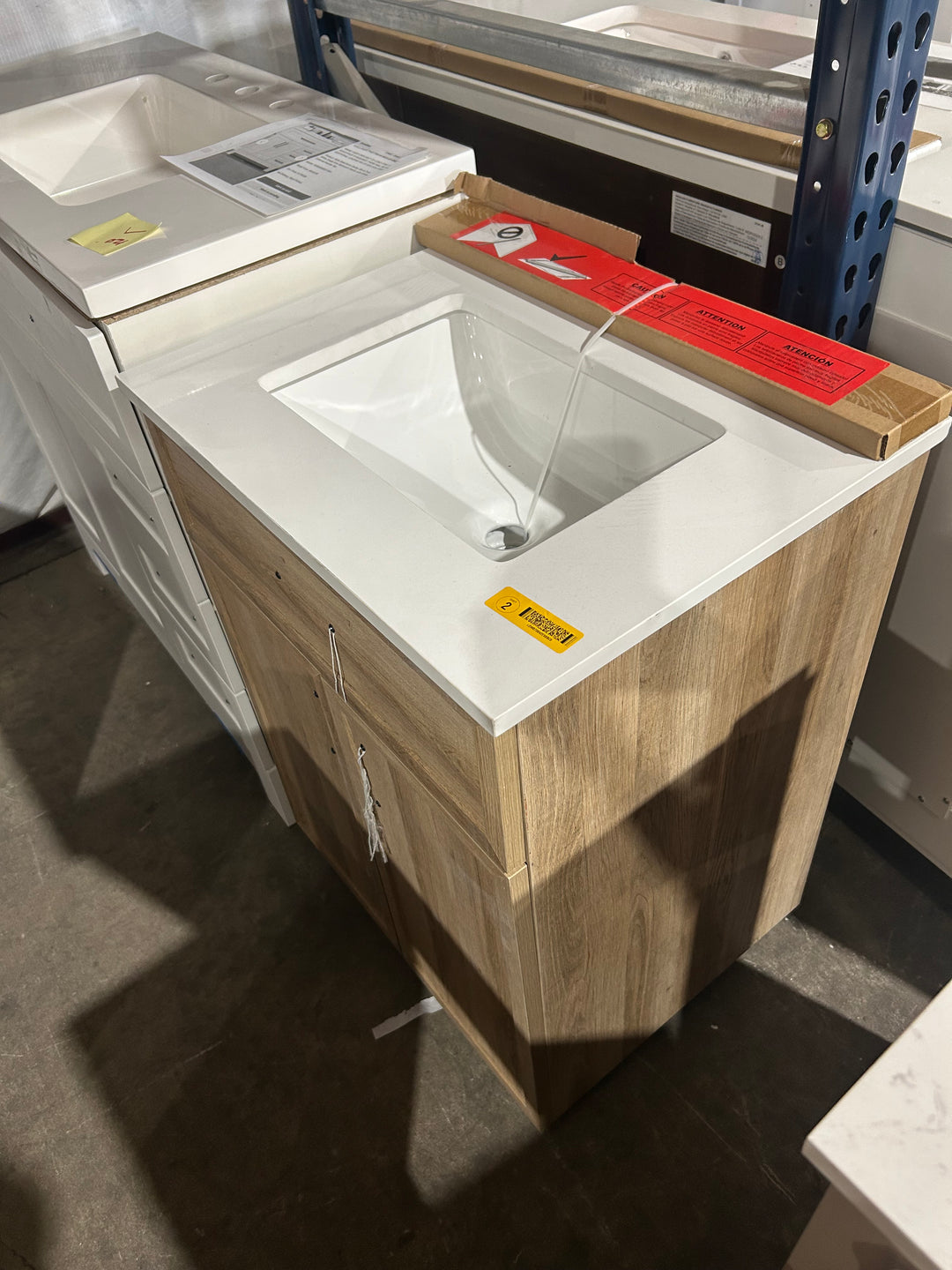 Style Selections Dolton 24-in Light Natural Oak Undermount Single sink Bathroom Vanity with White Engineered marble Top (damaged)