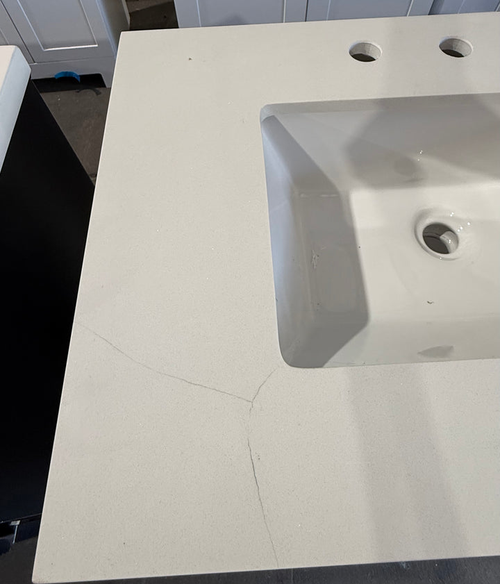 allen roth Rigsby 30-in White Undermount Single Sink Bathroom Vanity with White Engineered Marble Top (damaged)