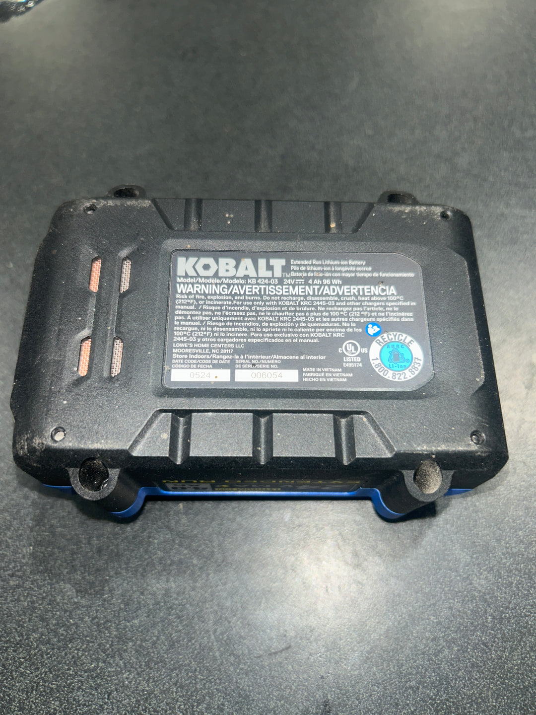 Kobalt 24 -V 1 -Pack Lithium Battery 4 Ah (used)