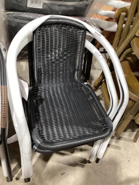 Lot # 2104 Flash Furniture Rattan Stack Chair, Black $43