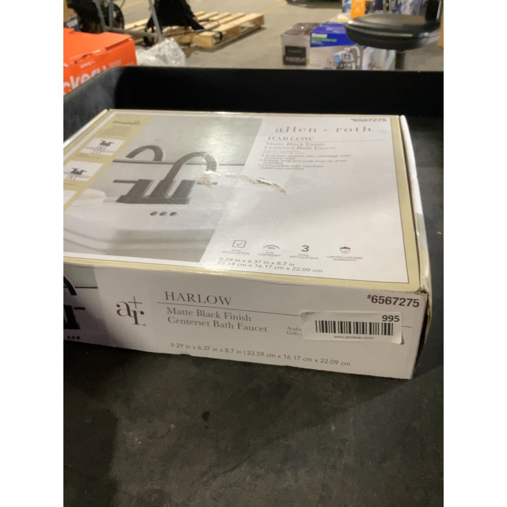 Lot # 995 Allen Roth Harlow Matte Black 2-Handle 4" Centerset WaterSense High-Arc Parts $69