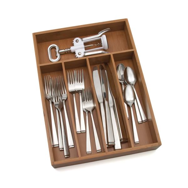 Lot # 169 Lipper International Bamboo Wood Flatware Organizer