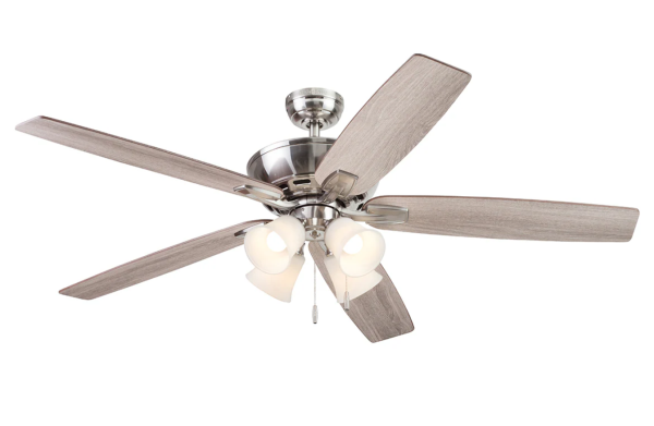 Harbor Breeze Macon Bay 62-in Brushed Nickel with Driftwood/Toffee Blades Indoor Ceiling Fan with Light (5-Blade) (open box)