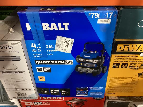 Lot # 1819 Kobalt 4.3-Gallon Portable Air Compressor $249