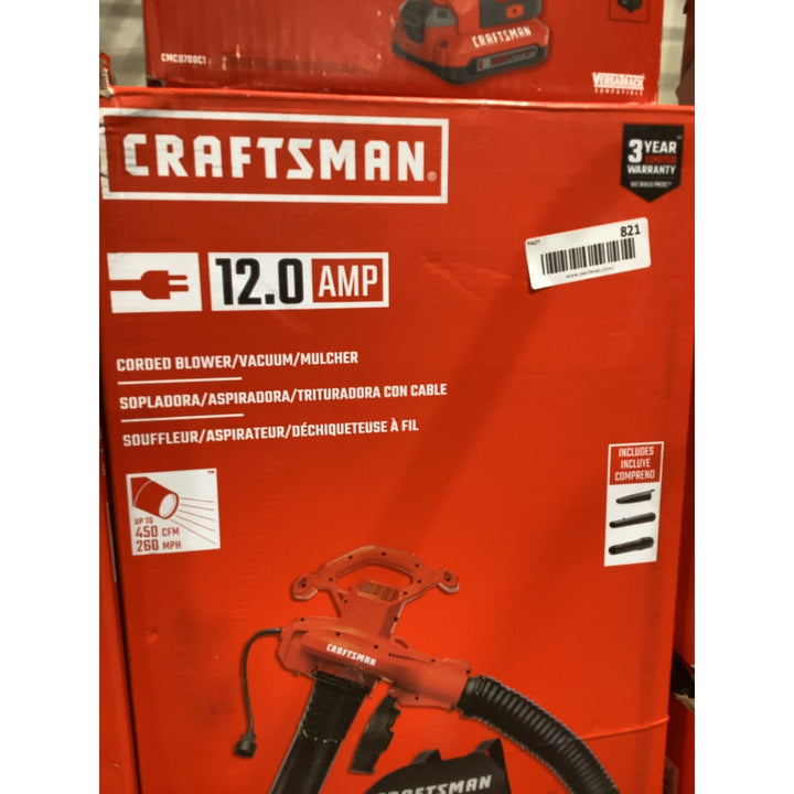 Lot # 821 Craftsman Corded BlowerVacuumMulcher $79