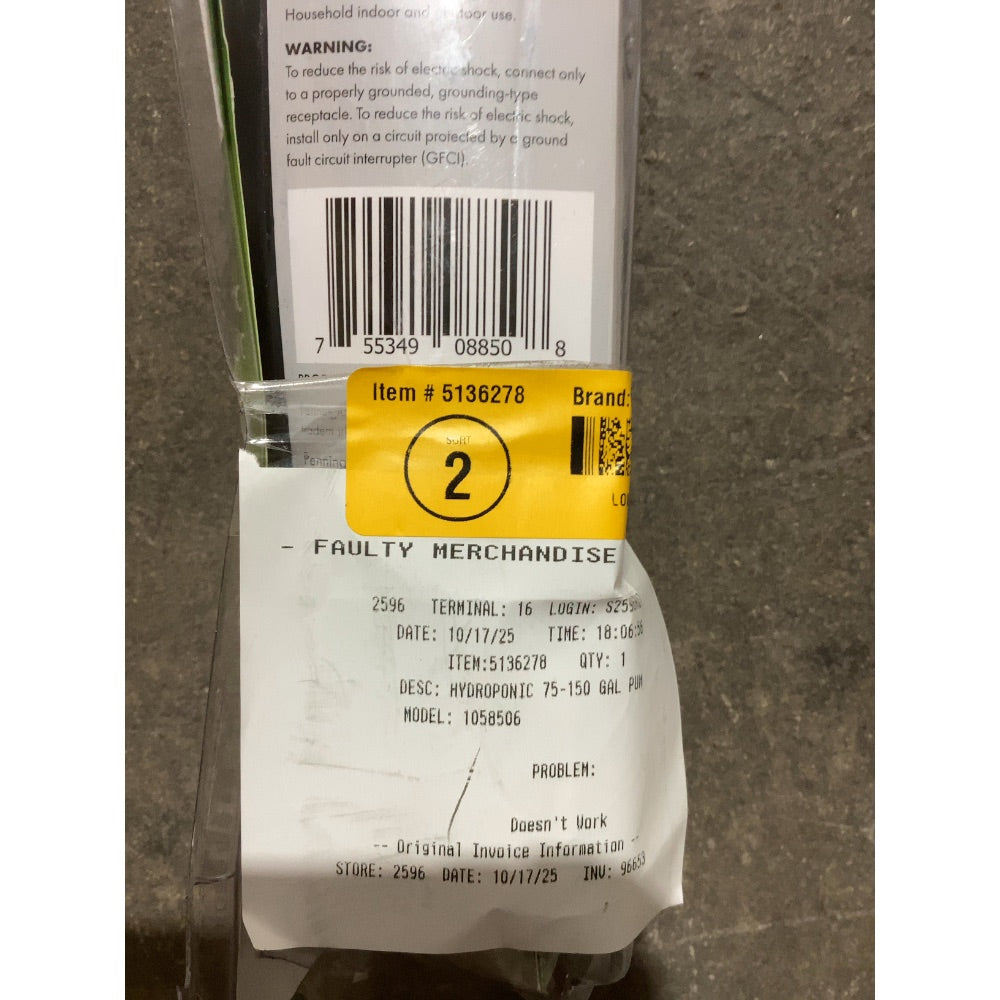 Lot # 1373 Pennington Aquagarden Water Pump $16.54