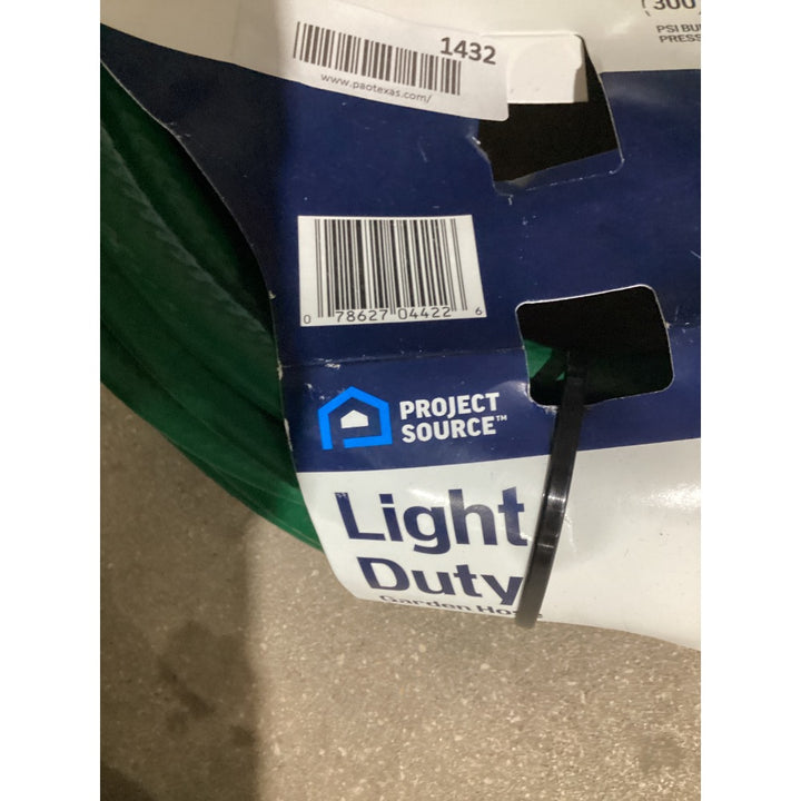 Lot # 1432 PROJECT SOURCE Light Duty Garden Hose - 50 ft, 1/2 inch Diameter, Green
