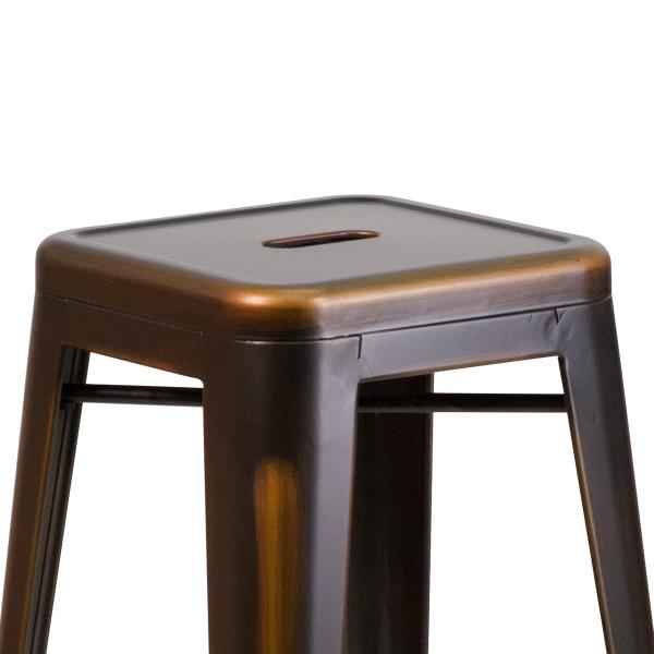 Lot # 2014 Flash Furniture Kai Commercial Grade 30" High Backless Distressed Copper Metal Indoor-Outdoor Barstool